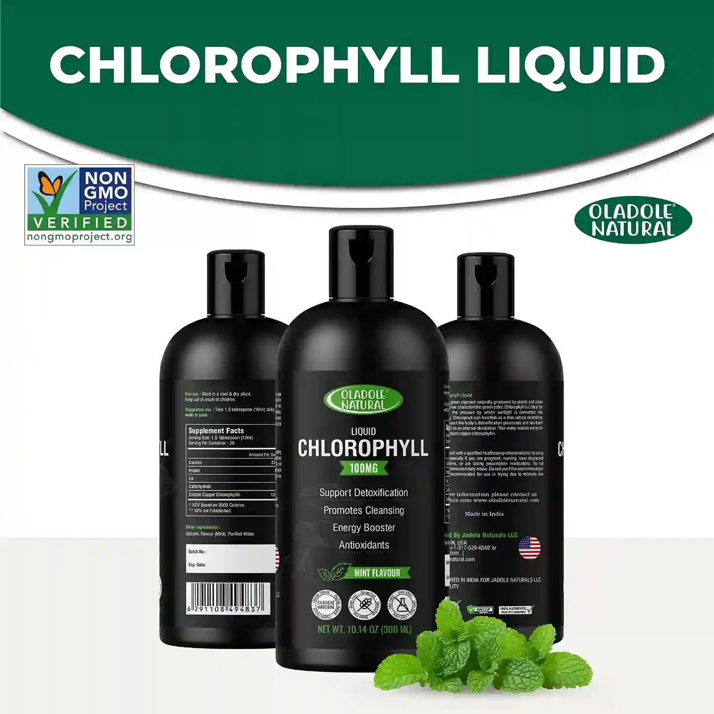 Oladole Natural Liquid Chlorophyll Mint Flavor 300ml