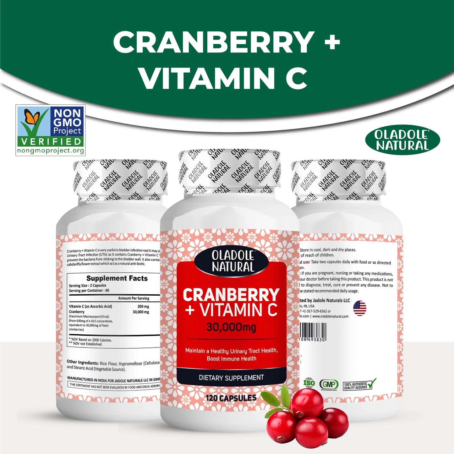 Oladole Cranberry Vitamin C Front And Back