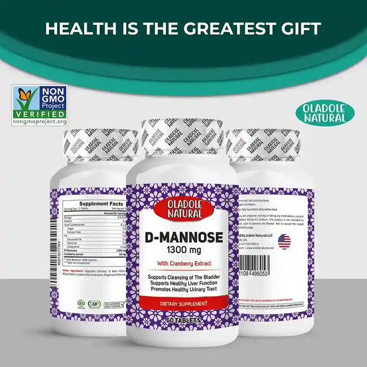 Oladole Natural D-Mannose 1300Mg with Cranberry Extract 60 Tablets