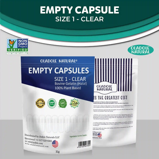 Oladole Natural Empty Capsules Size 1 Clear 31g 460 Capsules