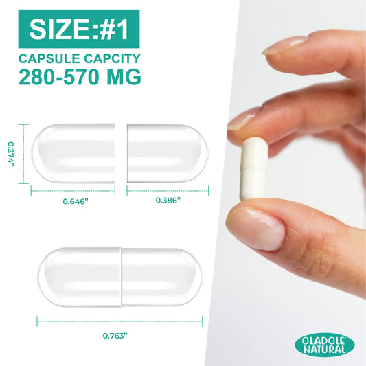 Oladole Natural Empty Capsules Size 1 Clear 31g 460 Capsules