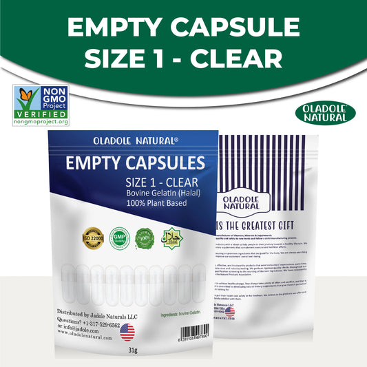 Oladole Natural Empty Capsules Size 1 Front And Back 