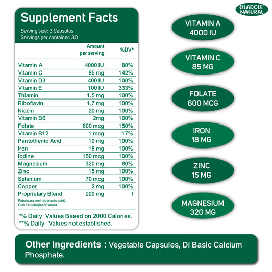 Oladole Natural Fertility for Women Supplement Facts 