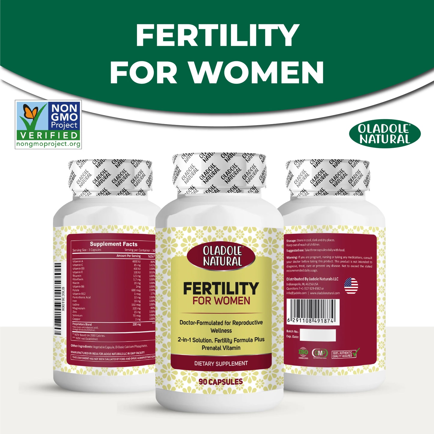 Oladole Natural Fertility for Women Front And Back