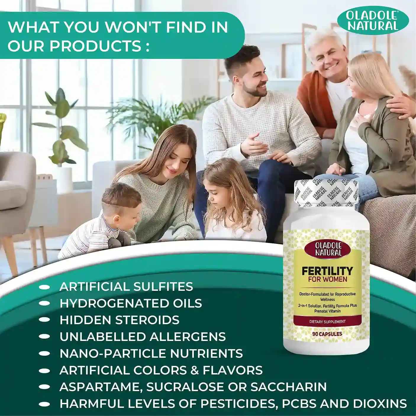 Oladole Natural Fertility Prenatal Vitamins 90 Capsules
