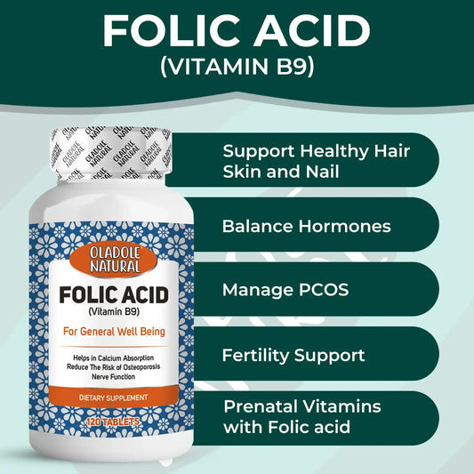 Oladole Natural Folic Acid (Vitamin B9) 1000mcg 120 Tablets