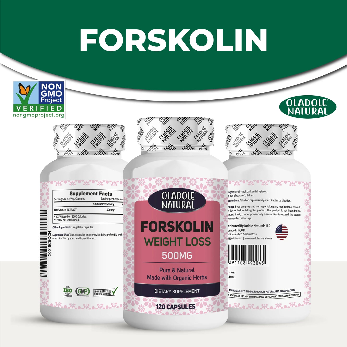 Oladole Natural Forskolin Weight Loss Front And Back 