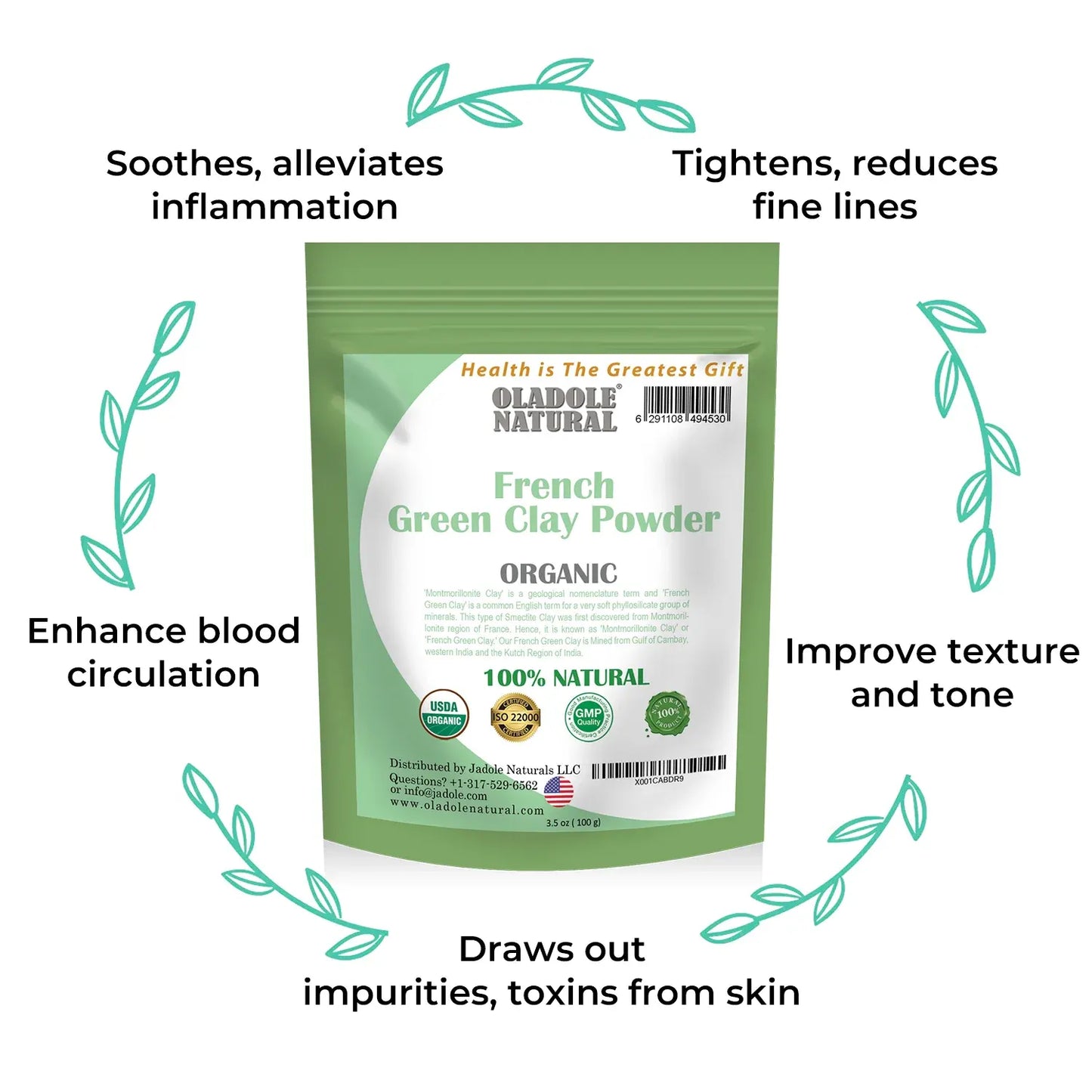 Oladole Natural French Green Clay Powder 100g
