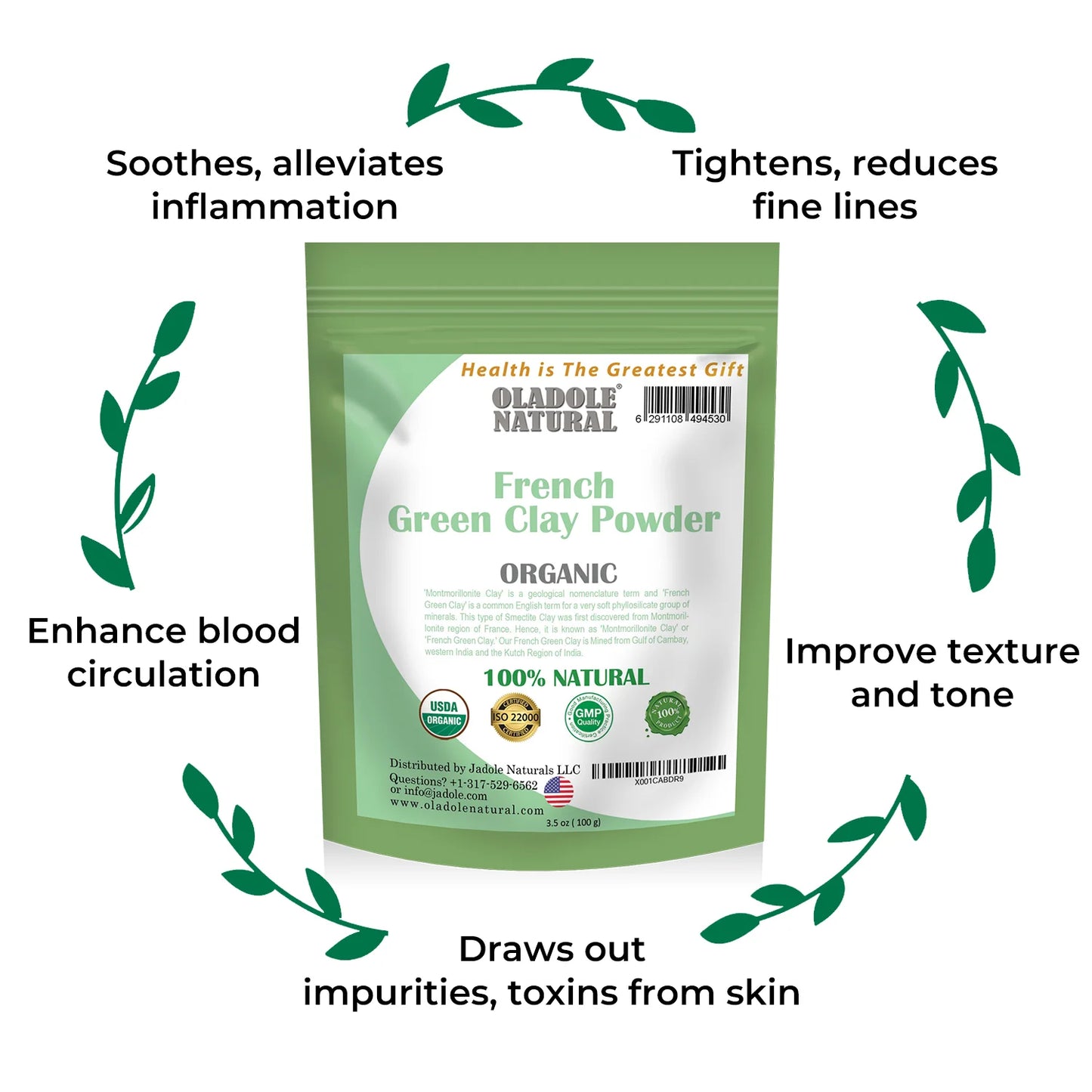 Oladole Natural French Green Clay Powder  Benefits 