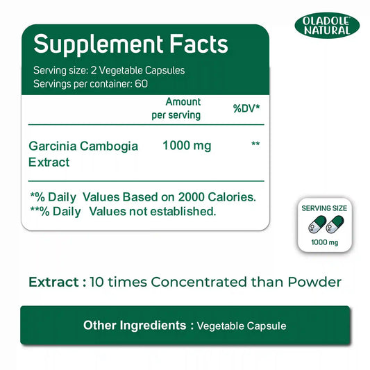 Oladole Natural Pure Garcinia Cambogia Extract 1000mg 120 Capsules