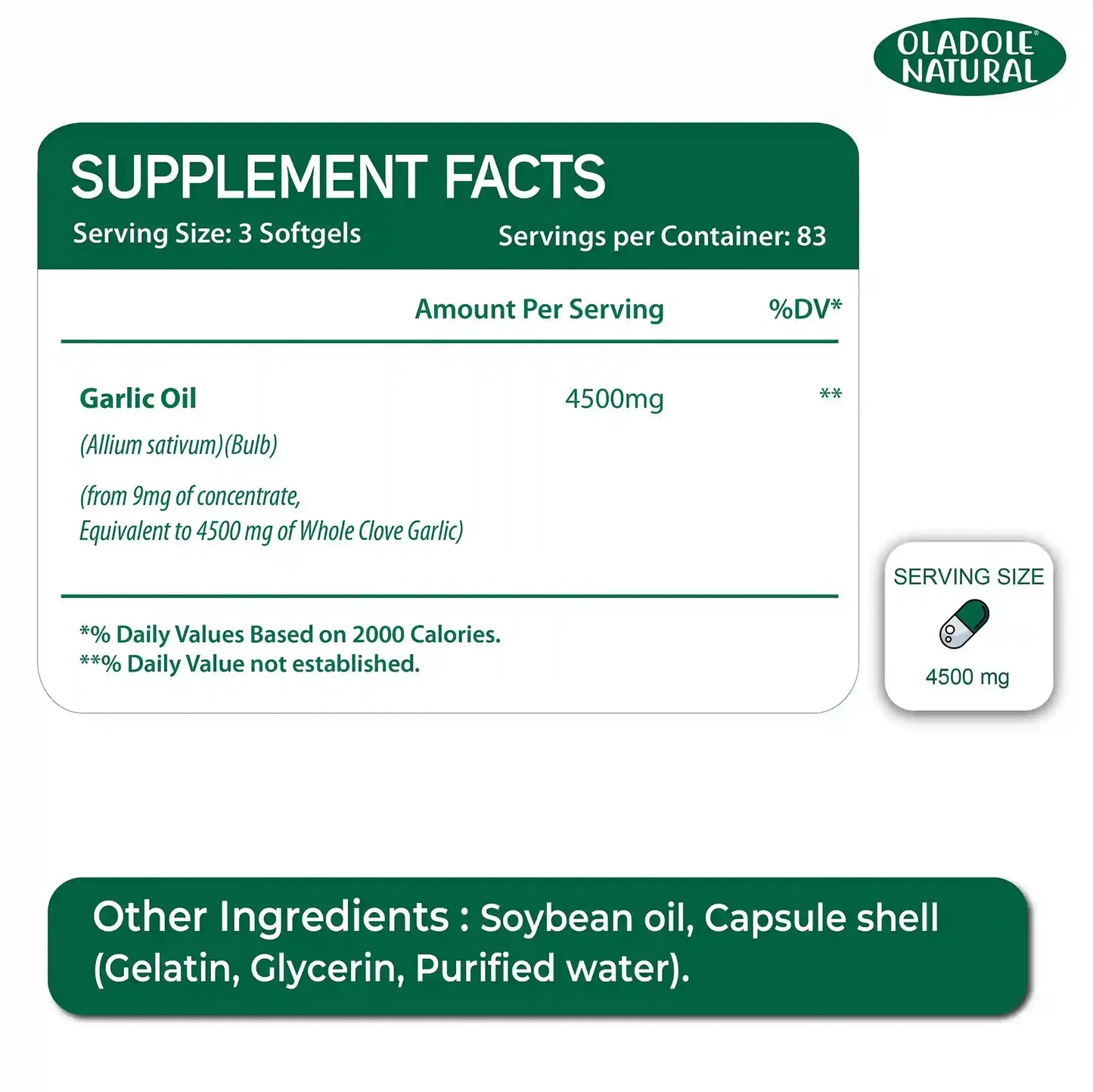 Oladole Natural Garlic Extract 1000 Mg 120 Capsules