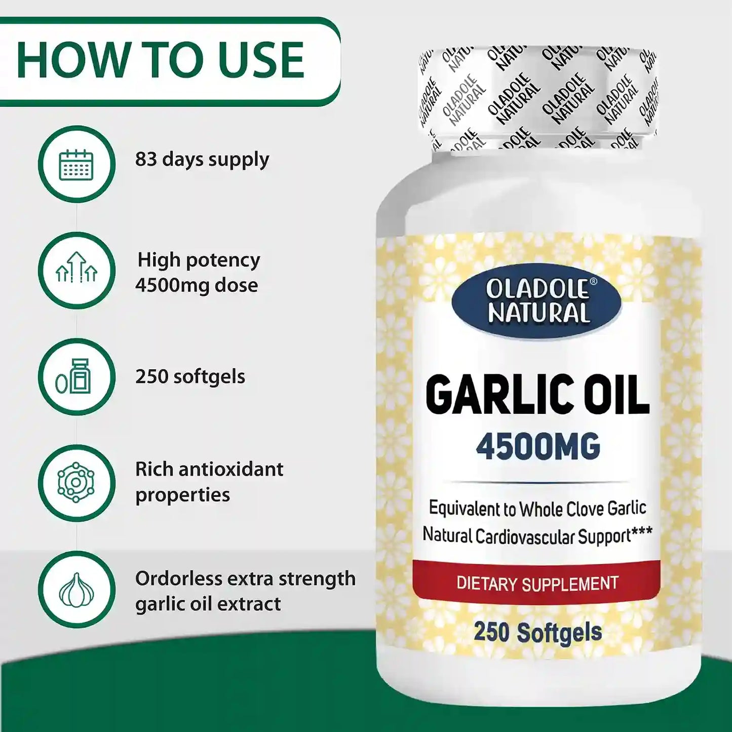 Oladole Natural Garlic Extract 1000 Mg 120 Capsules