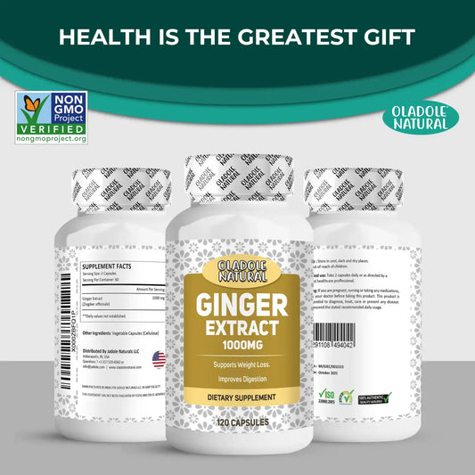 Oladole Natural Ginger Root Extract Supplement 1000 mg 120 Capsules