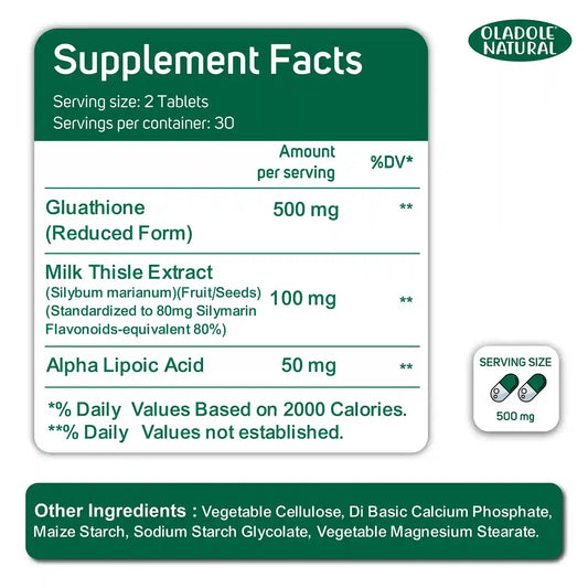 Oladole Natural Glutathione- 500mg (60 Tablets)