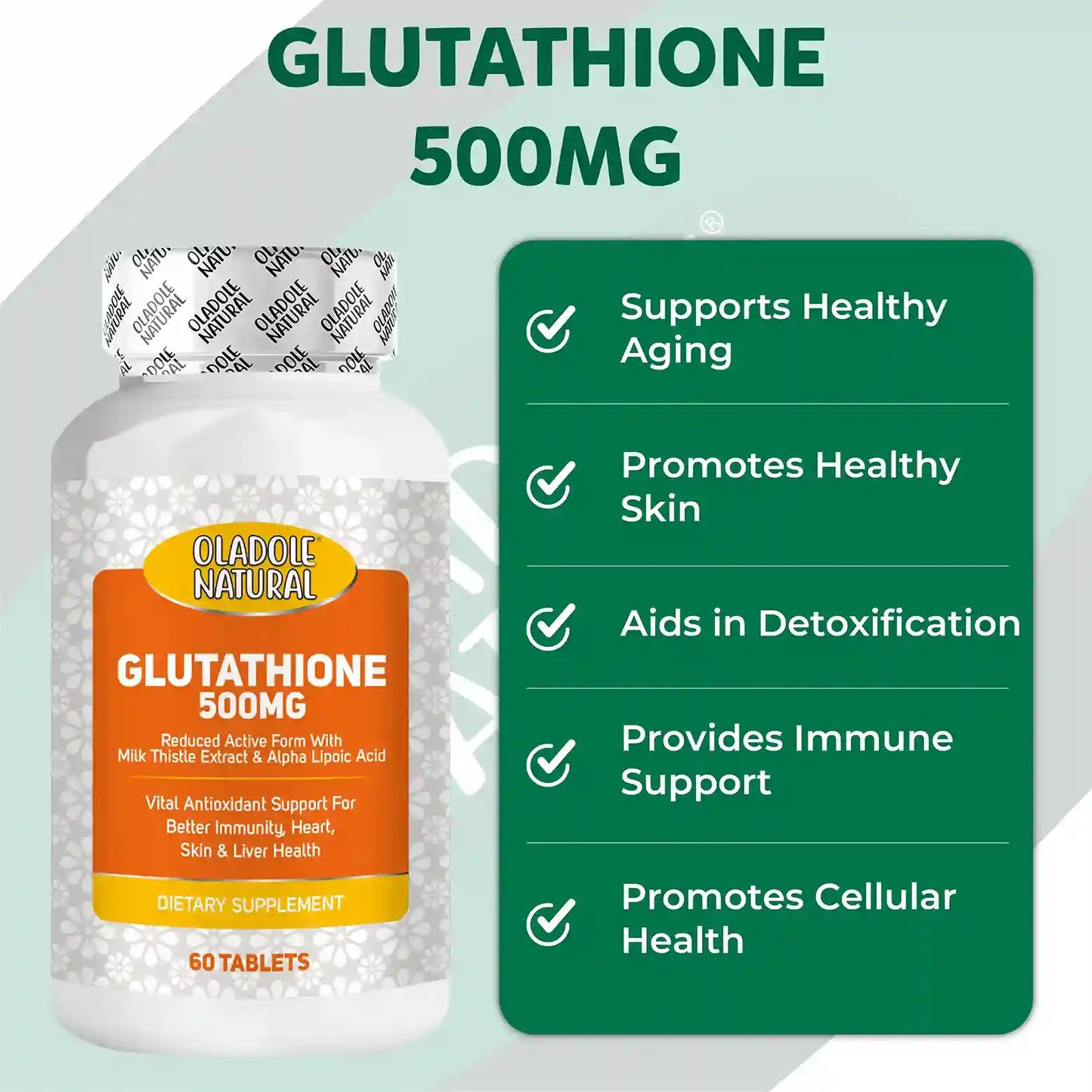 Oladole Natural Glutathione- 500mg (60 Tablets)