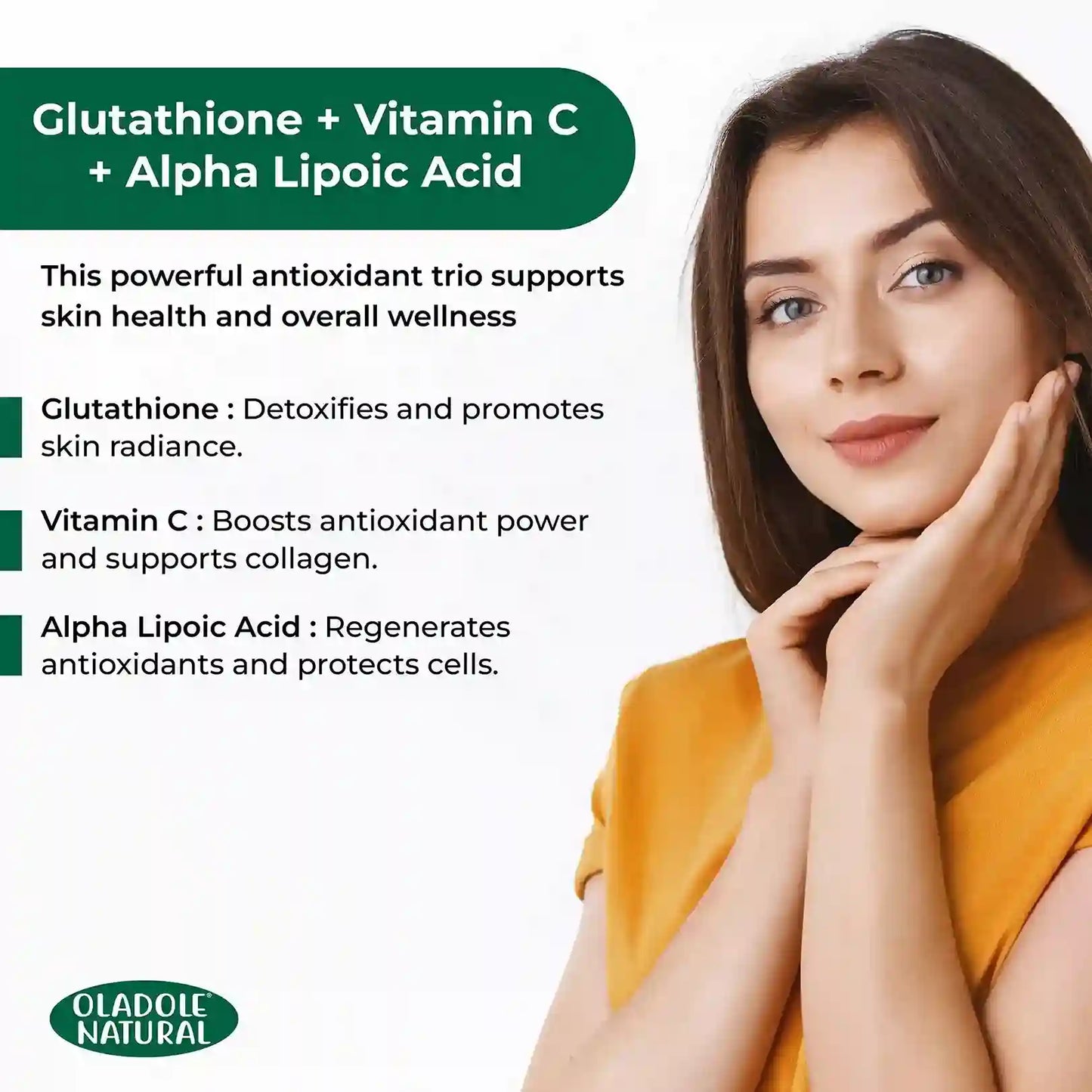 Oladole Natural Glutathione Caps with Vitamin C - 60 Capsules