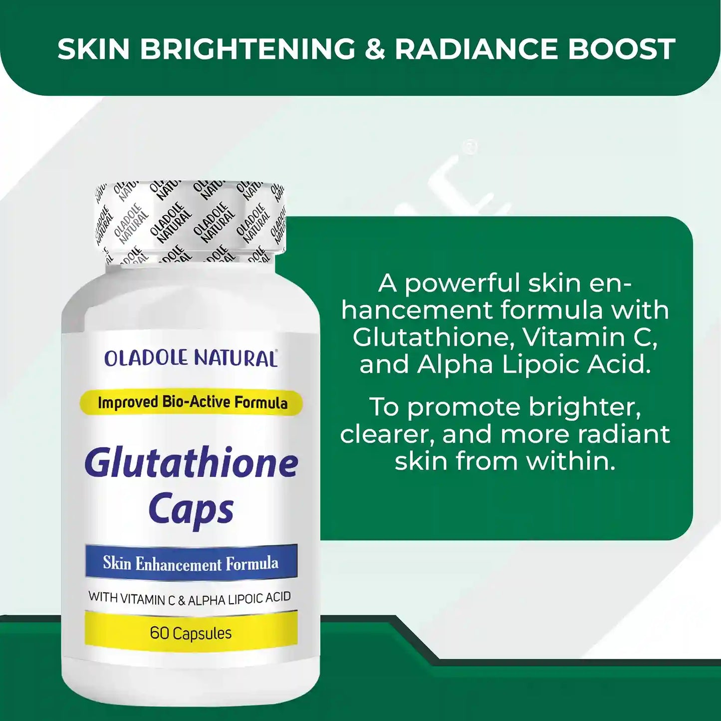 Oladole Natural Glutathione Caps with Vitamin C - 60 Capsules