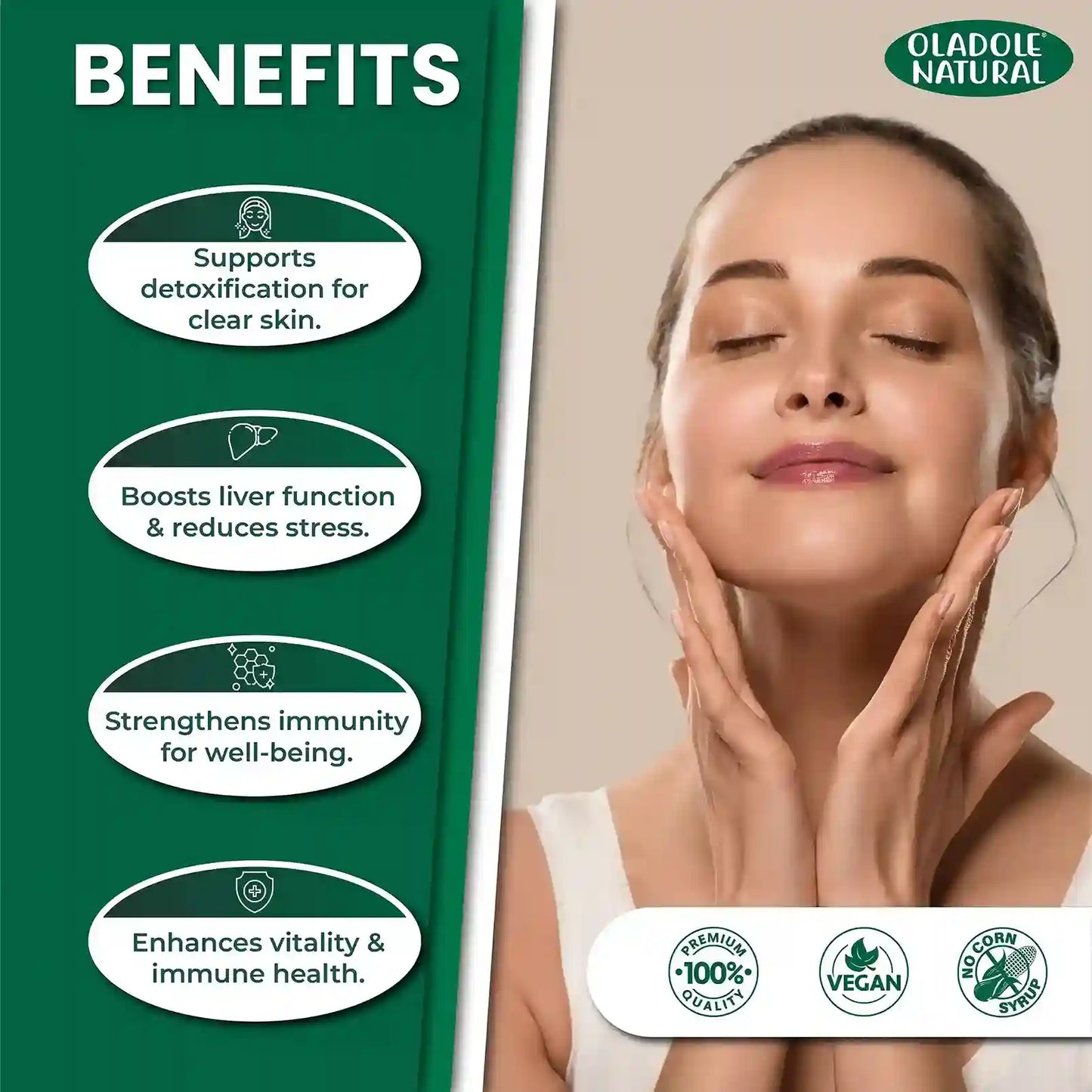 Oladole Natural Glutathione Caps with Vitamin C - 60 Capsules