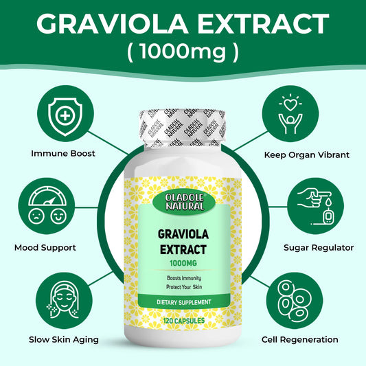 Oladole Natural Graviola Extract 1000mg 120 Capsules