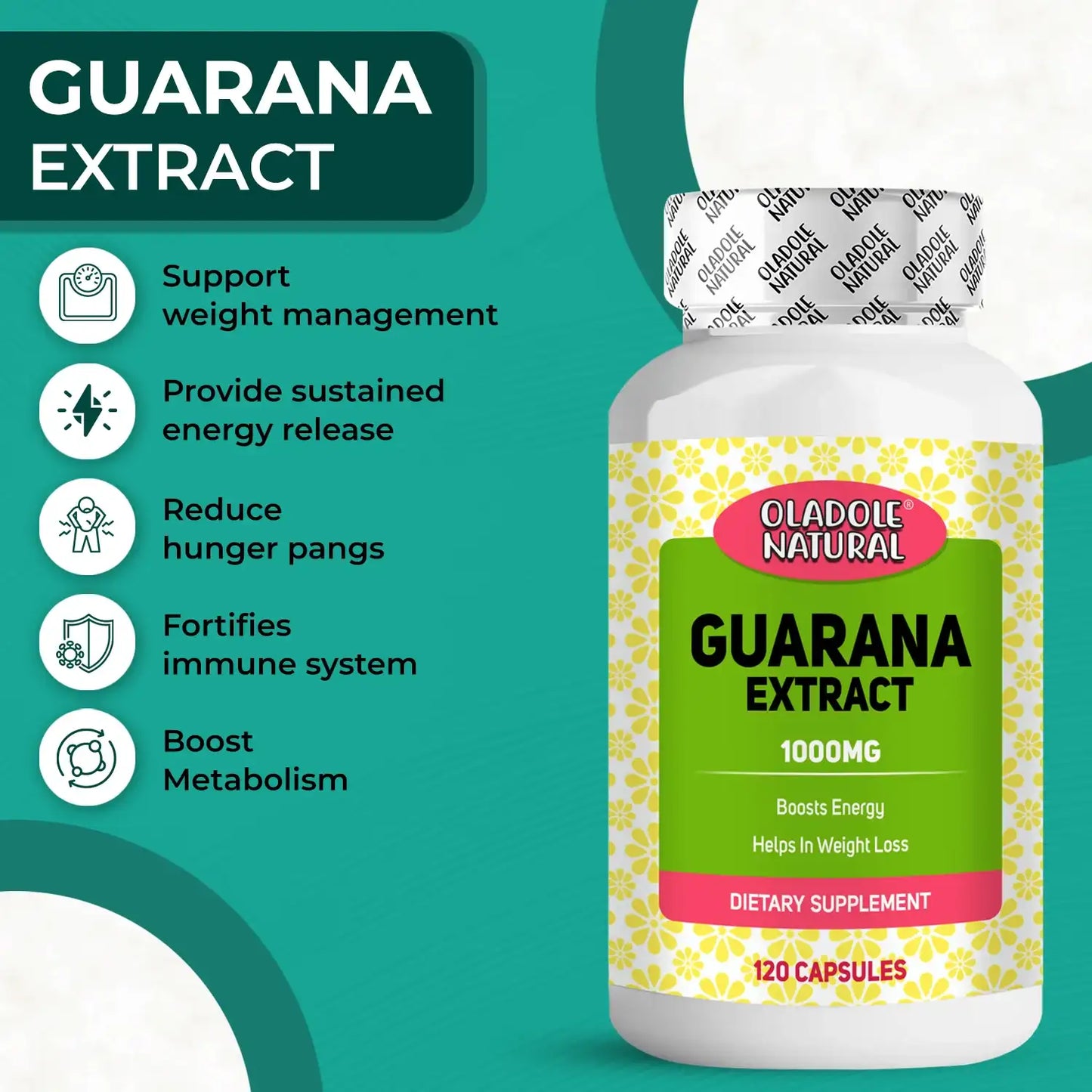 Oladole Natural Guarana Extract 100mg 120 Capsules