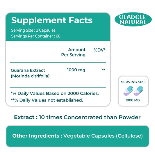 Oladole Natural Guarana Extract 100mg 120 Capsules