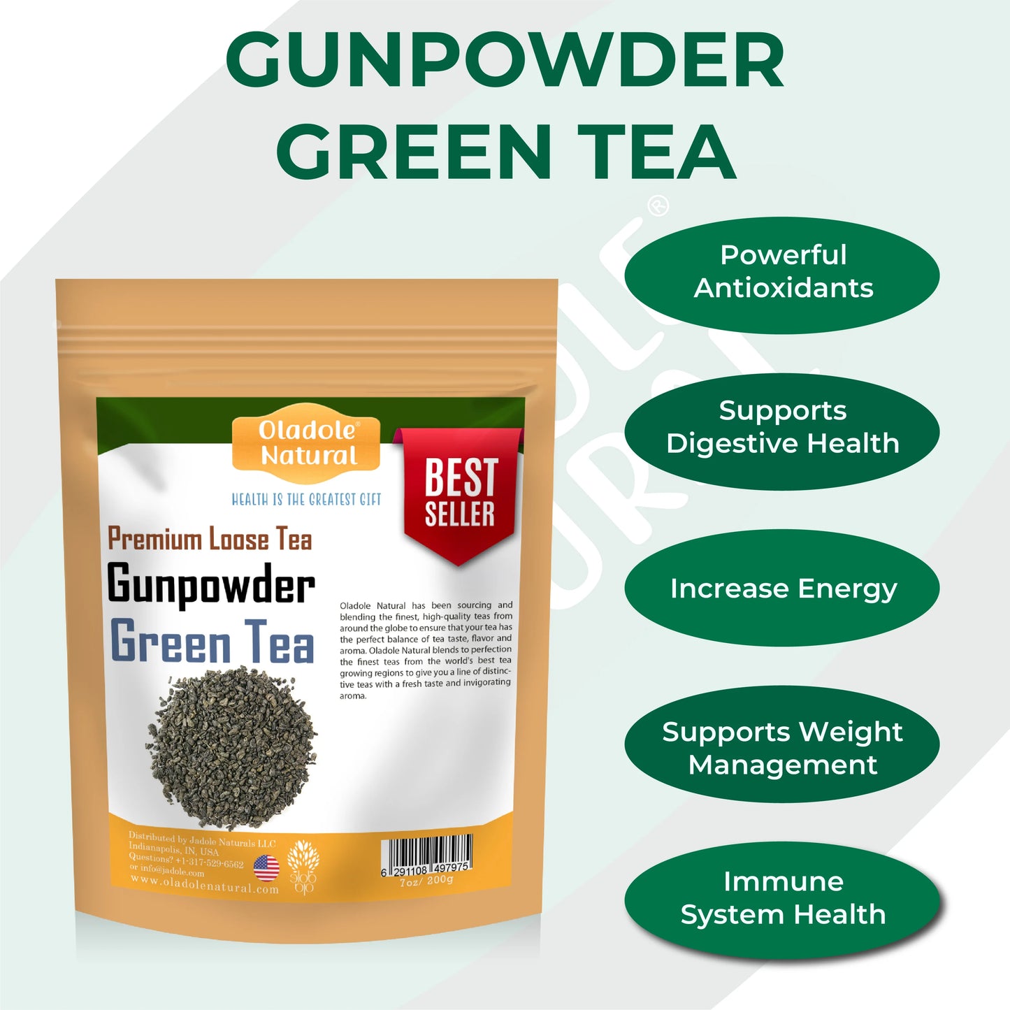 Oladole Natural Gunpowder Green Tea Key Benefits