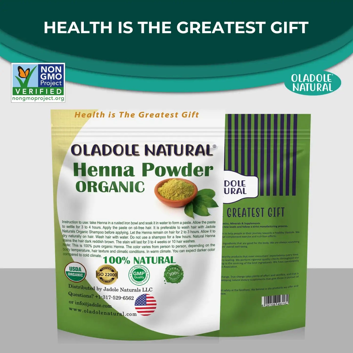 Oladole Natural Organic Henna Powder for Hair 300g