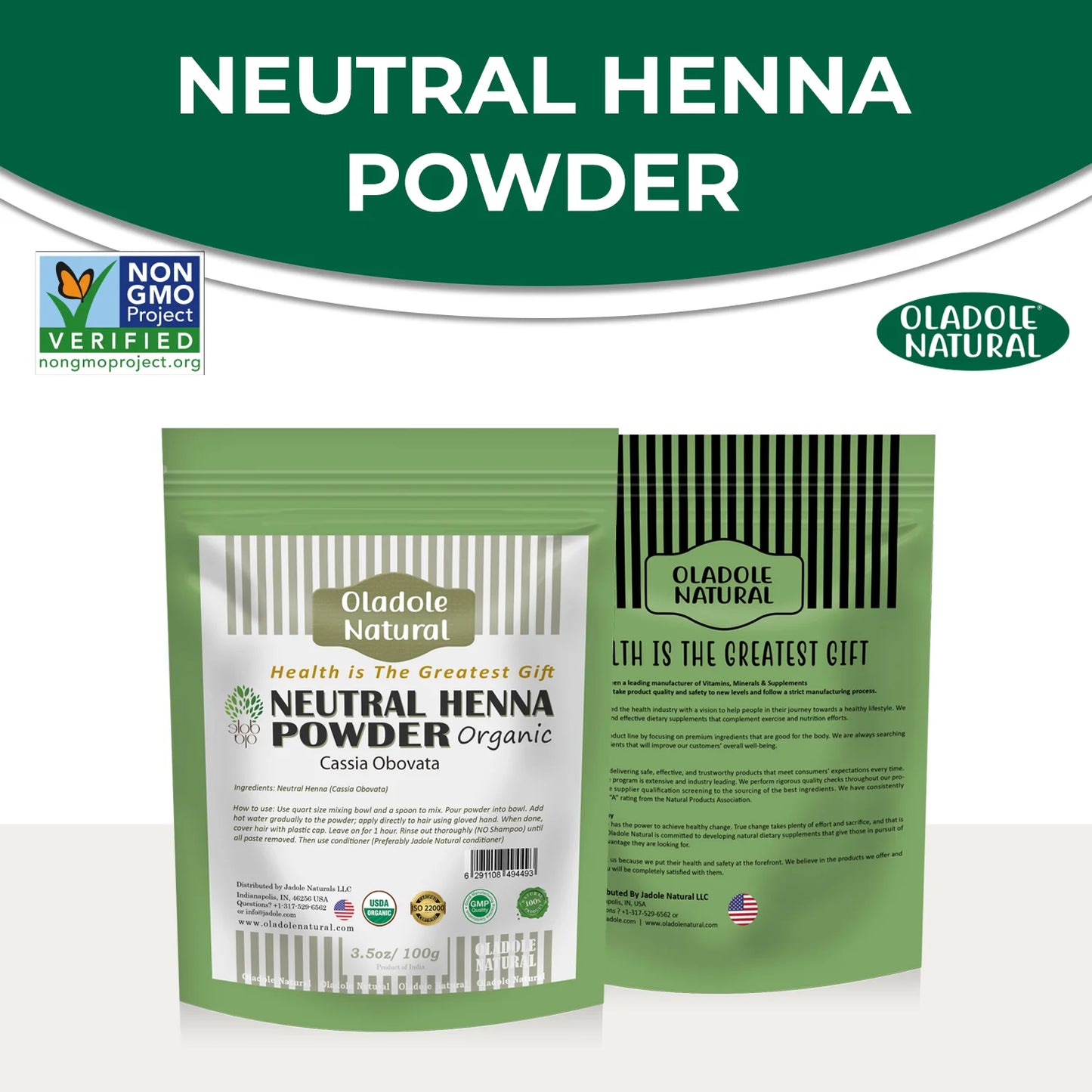 Oladole Natural Neutral Henna Powder Front And Back