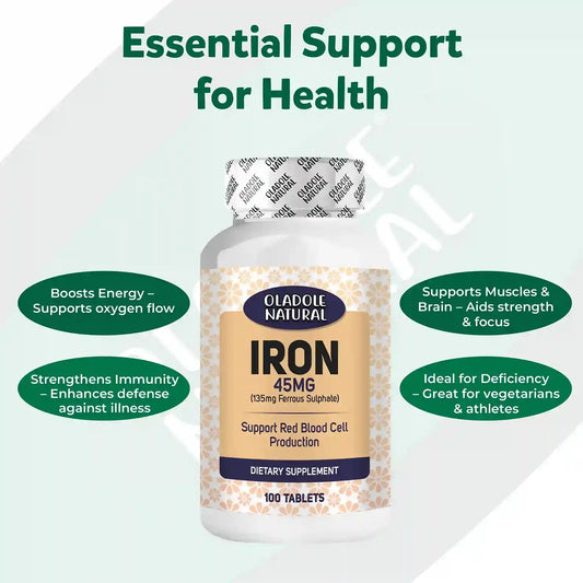 Oladole Natural Iron Supplement 45 mg 100 Tablets