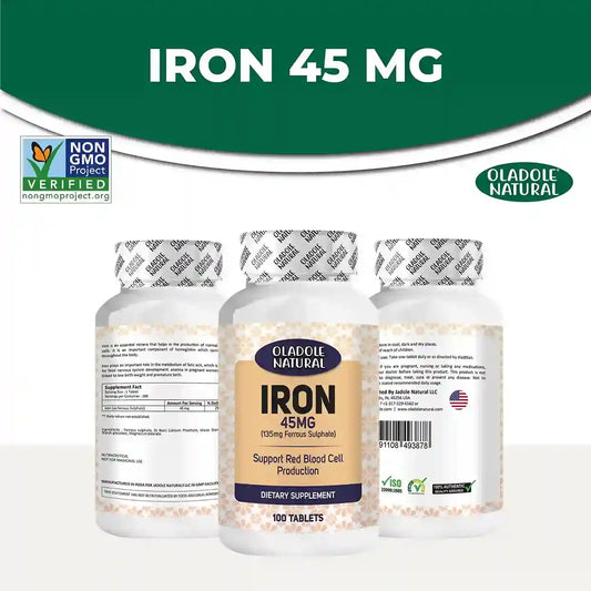 Oladole Natural Iron Supplement 45 mg 100 Tablets
