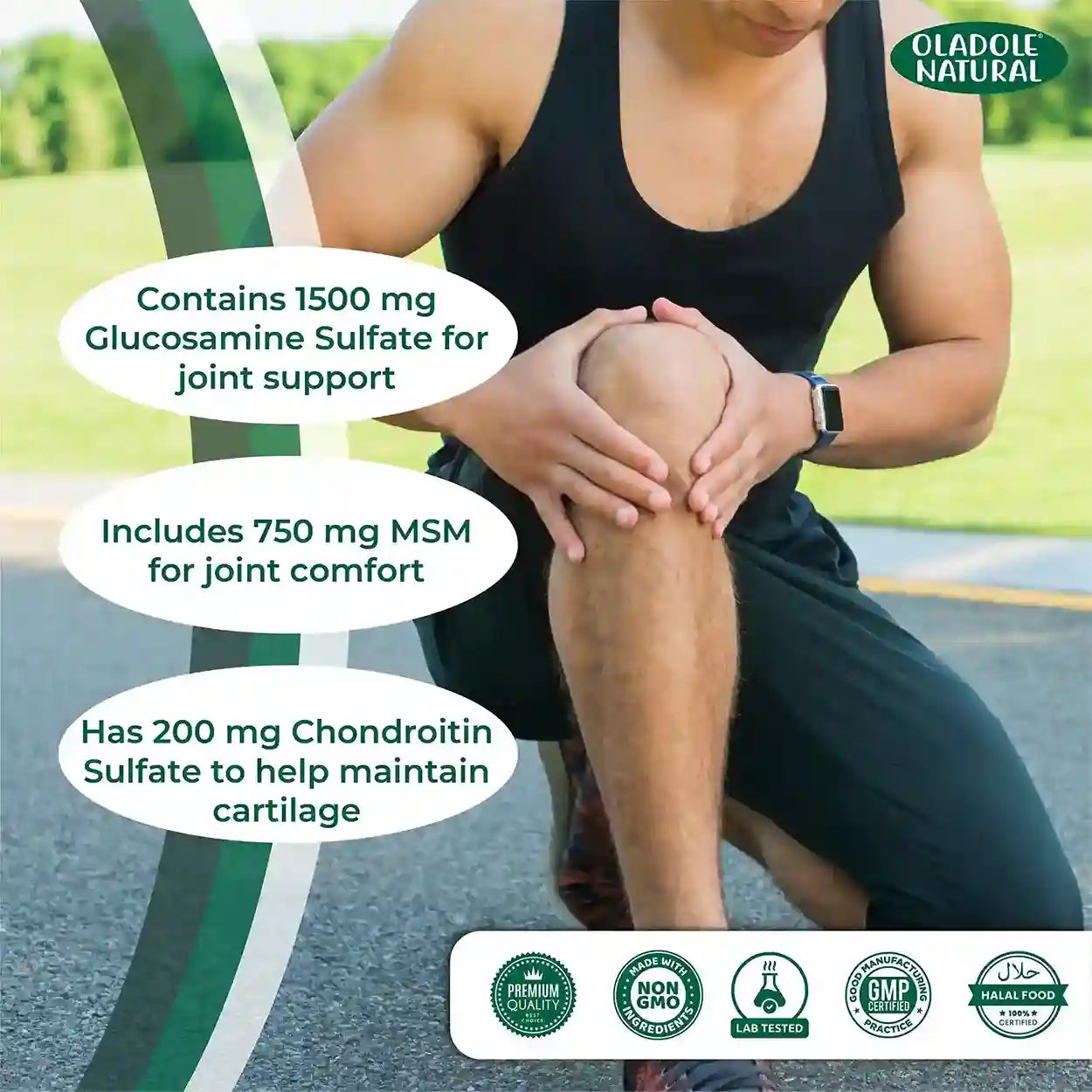 Oladole Natural Glucosamine with Chondroitin, MSM Advanced Joint Health 90 Tablets