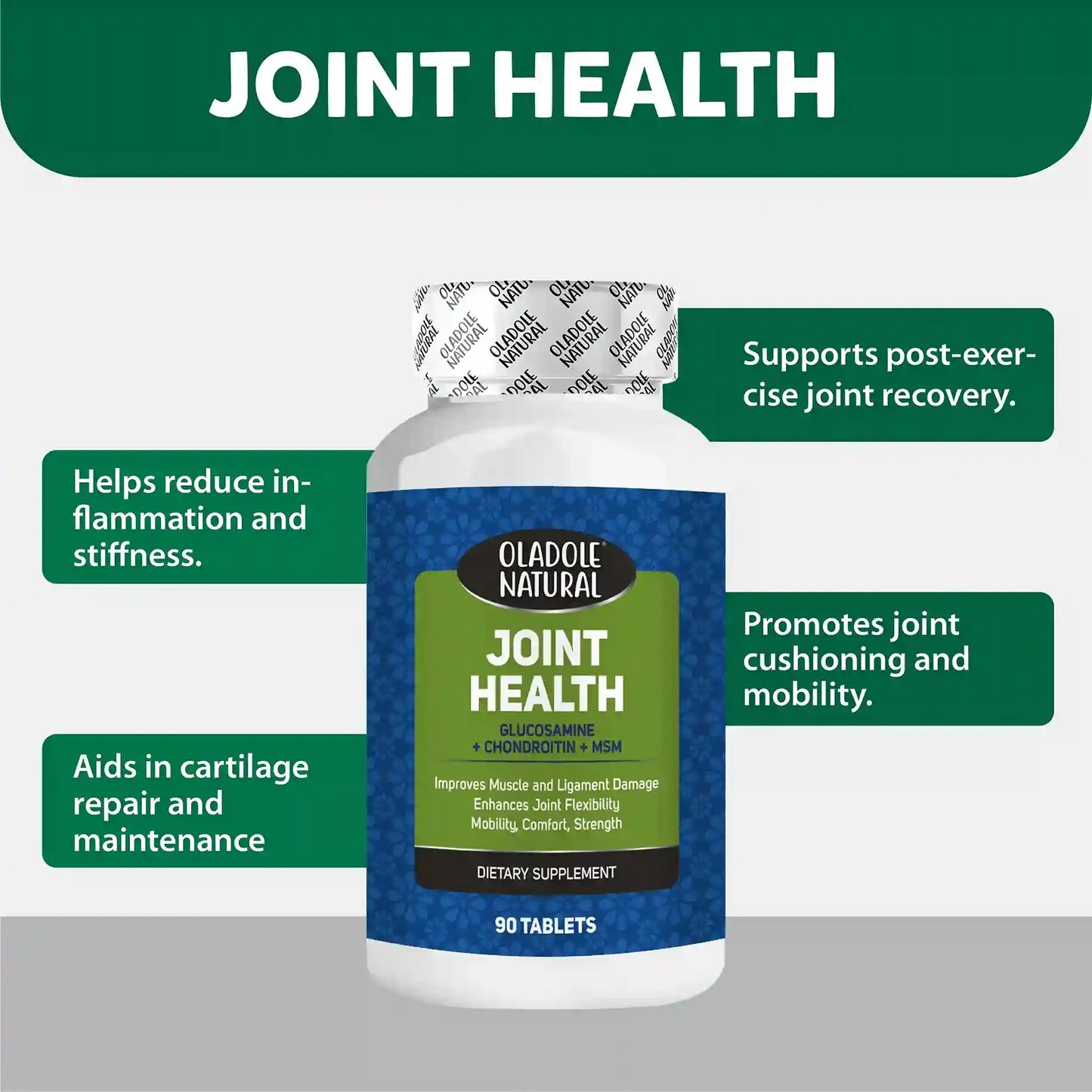Oladole Natural Glucosamine with Chondroitin, MSM Advanced Joint Health 90 Tablets