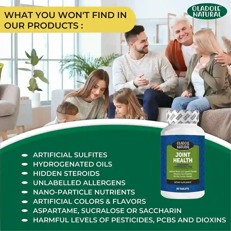 Oladole Natural Glucosamine with Chondroitin, MSM Advanced Joint Health 90 Tablets