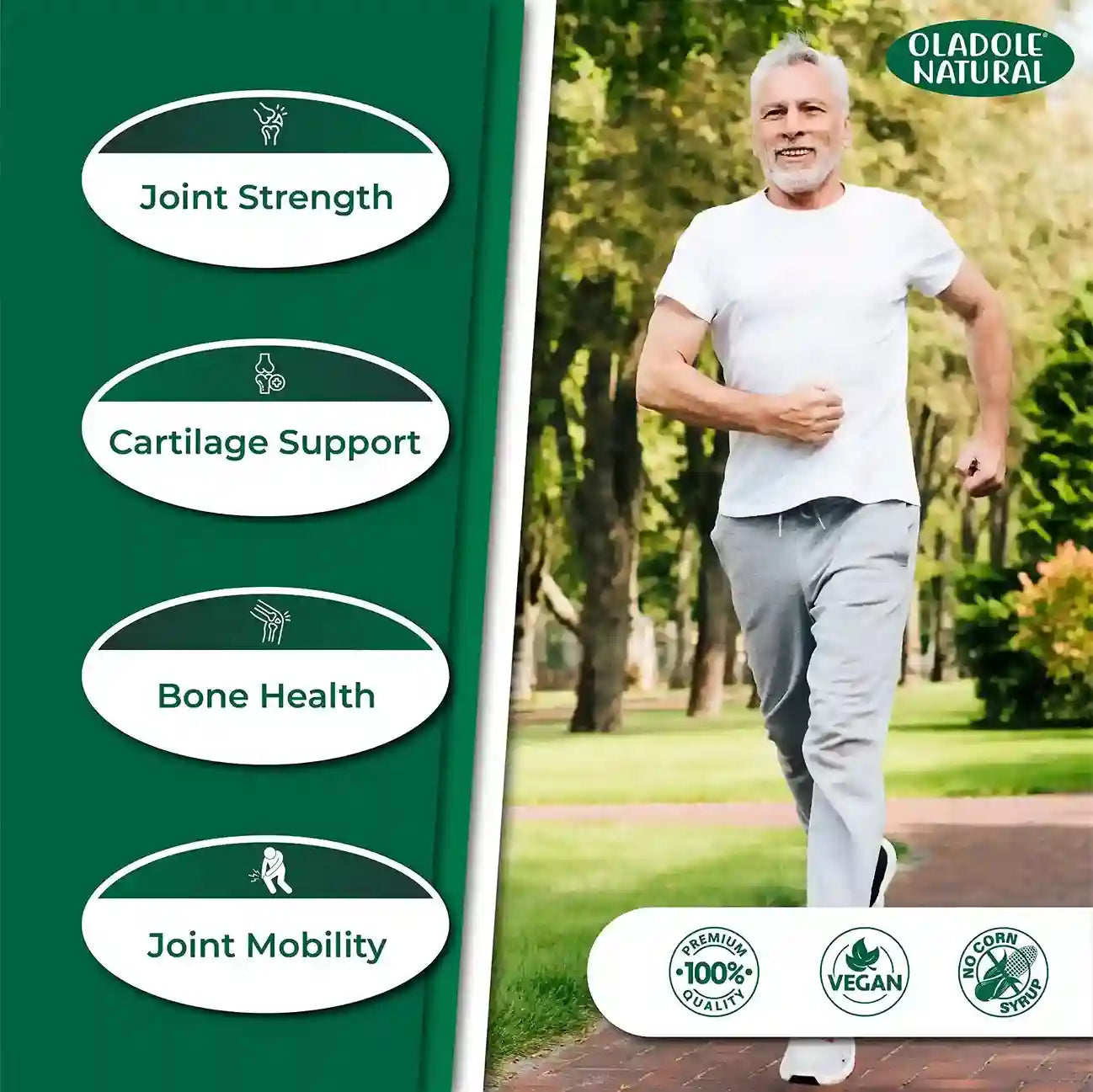 Oladole Natural Glucosamine with Chondroitin, MSM Advanced Joint Health 90 Tablets