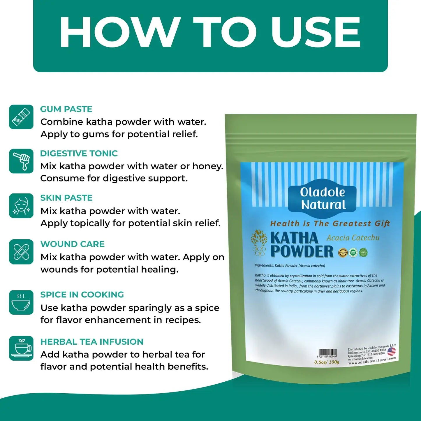 Oladole Natural Pure Katha Powder 100g