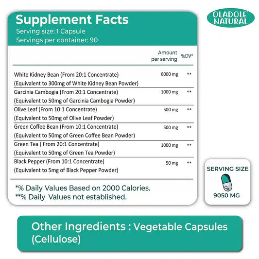 Oladole Natural White Kidney Bean 9050mg - 90 Capsules