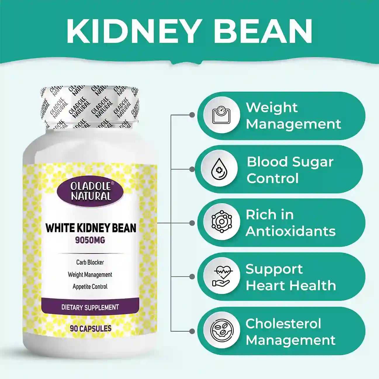 Oladole Natural White Kidney Bean 9050mg - 90 Capsules