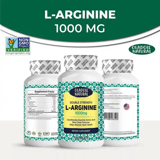 Oladole Natural Double Strength L-Arginine 1000mg, 120 Tablets