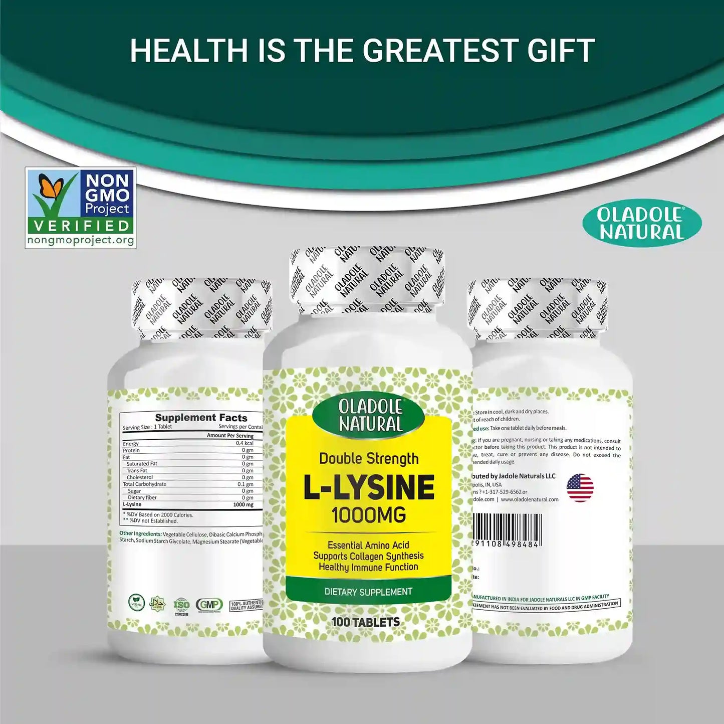 Oladole Natural L-Lysine 1000mg 100 Tablets