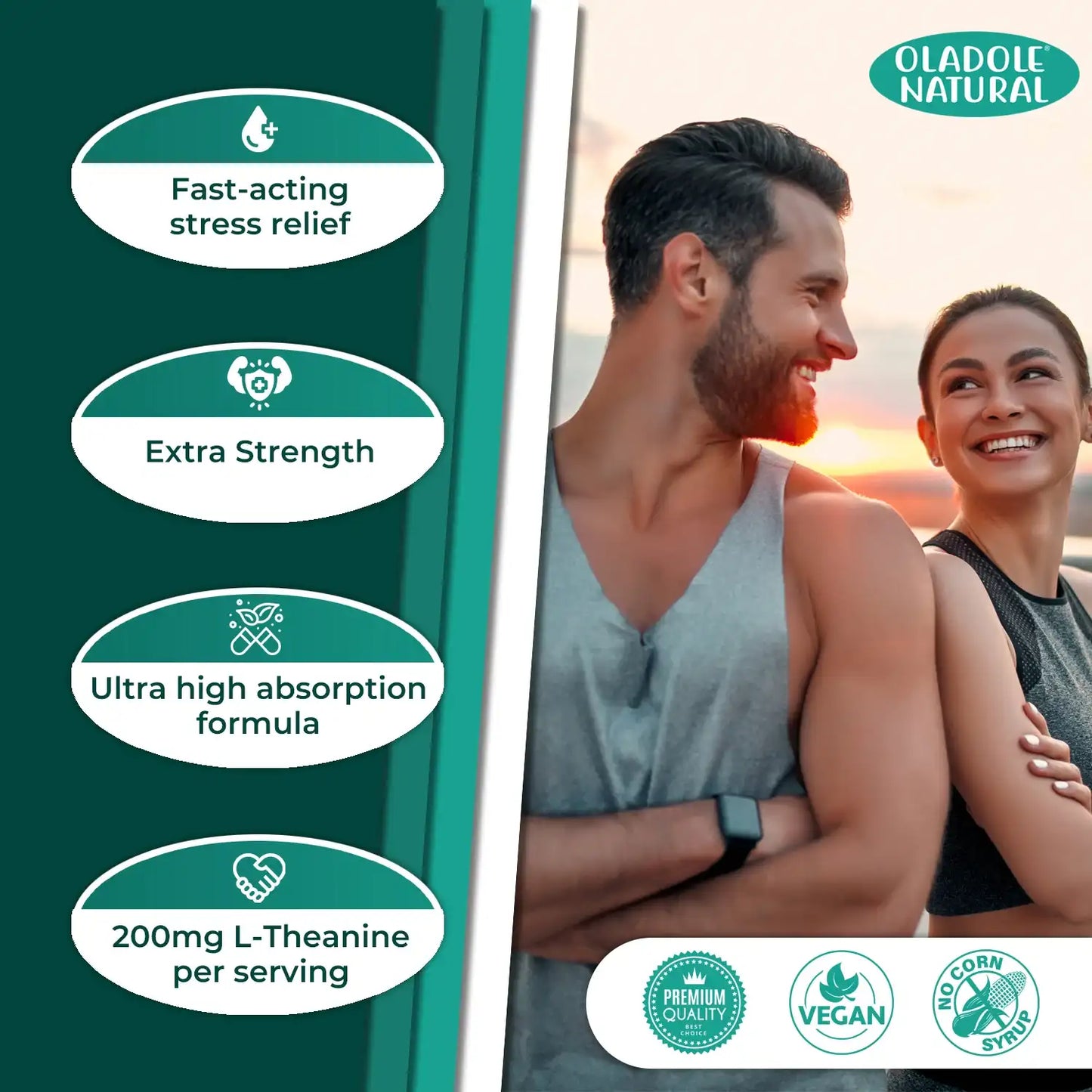 Oladole Natural L-Theanine 200Mg Double Strength with Inositol 120 Tablets