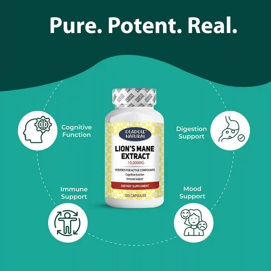 Oladole Natural Lions Mane Extract 10,000 mcg - 120 Capsules