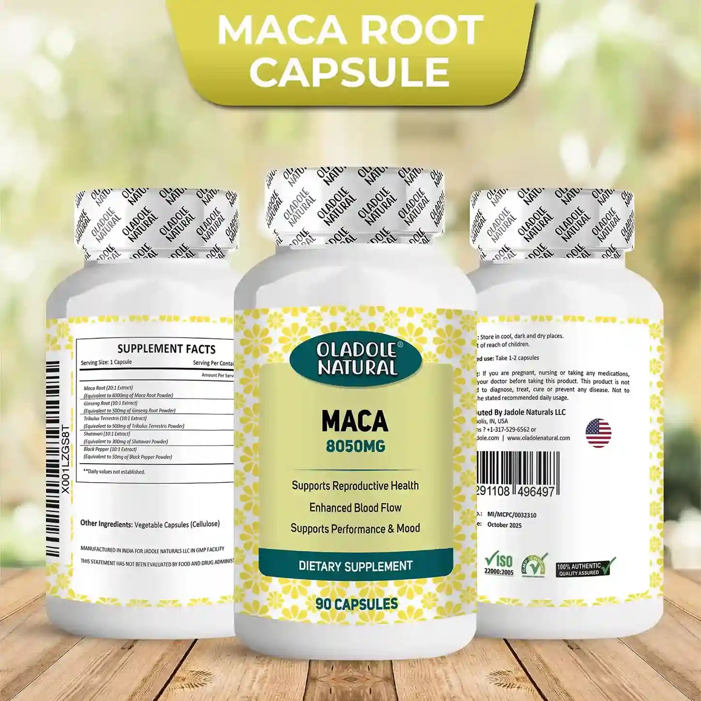 Oladole Natural Organic Maca Root Powder Capsules 8050mg 90 Capsule