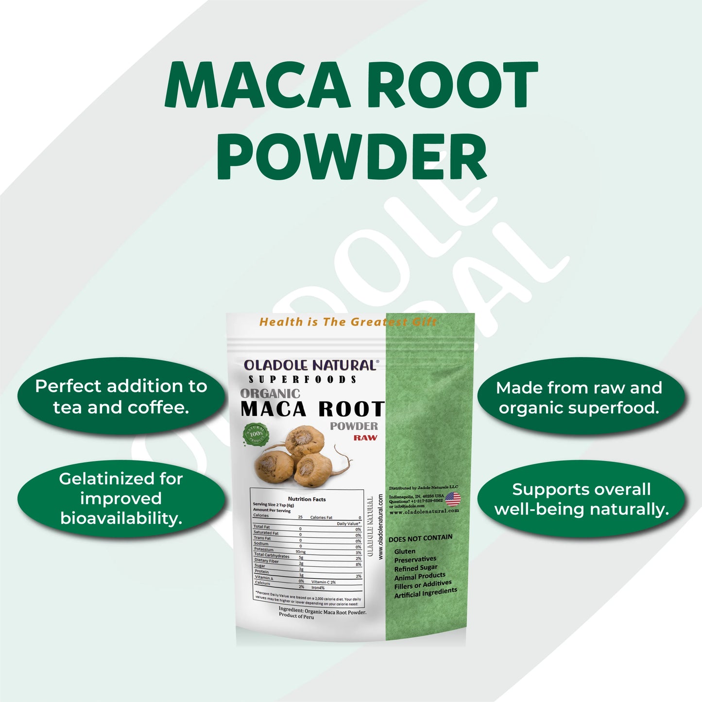 Oladole Natural Superfoods Organic Maca Root Powder Key Benefits