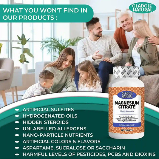 Oladole Natural Highly Absorbable Magnesium Citrate 420mg 120 Tablets