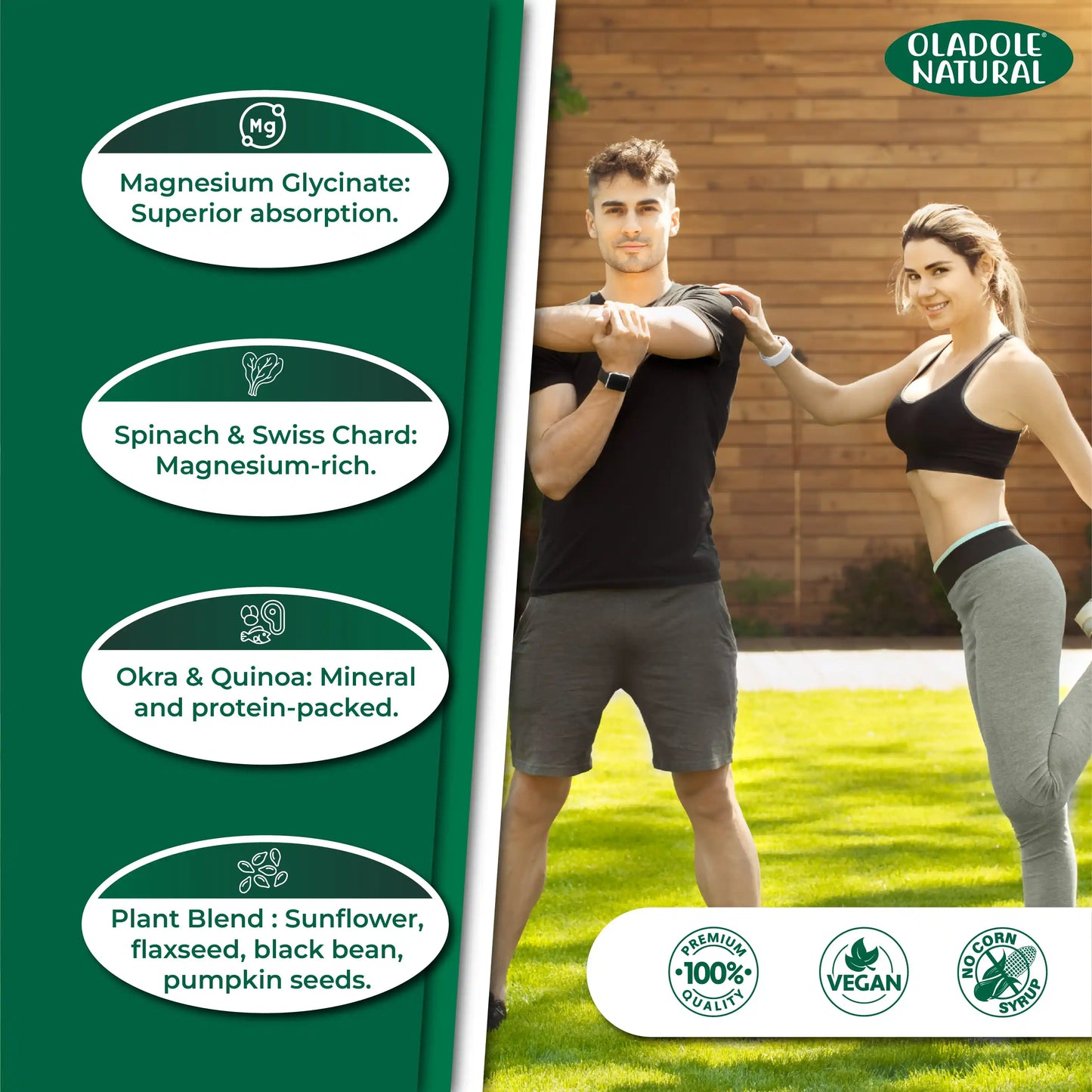 Oladole Natural Magnesium Glycinate 200 mg - 120 Capsules