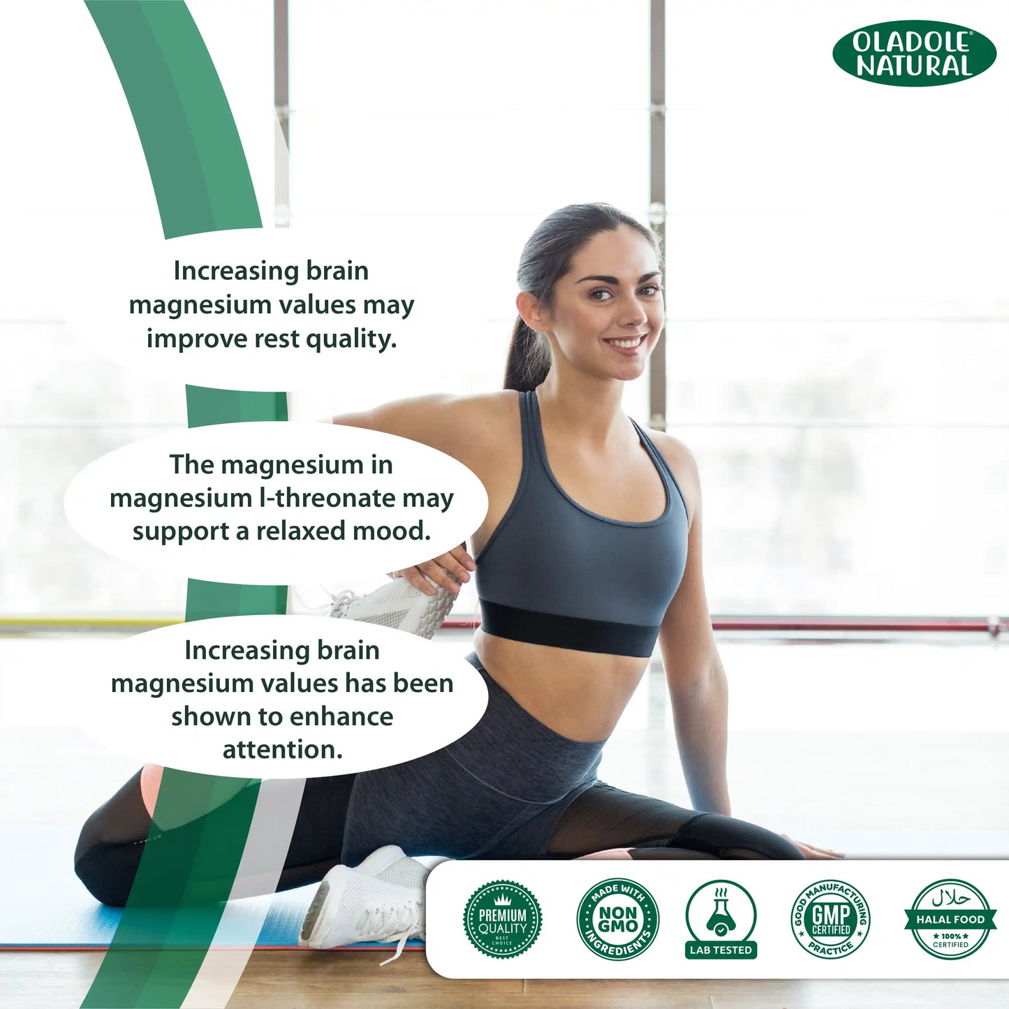 Oladole Natural Magnesium L-Threonate, 90 Capsules