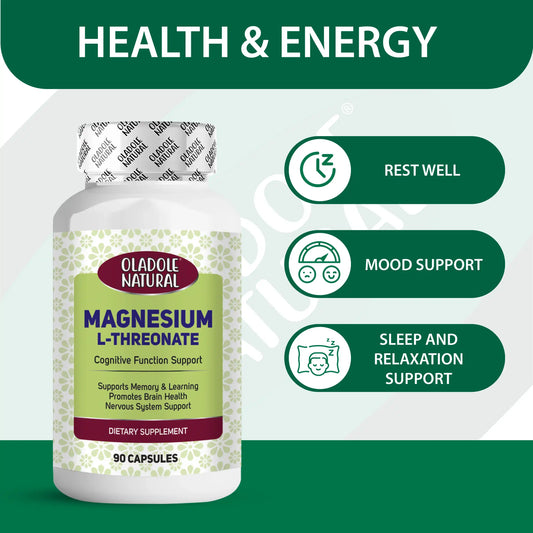 Oladole Natural Magnesium L-Threonate, 90 Capsules