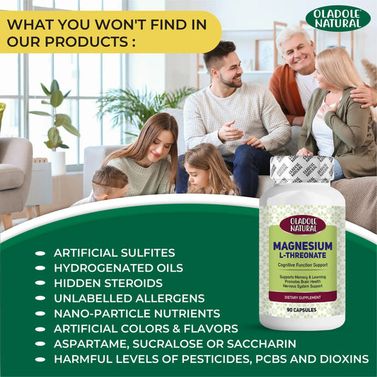 Oladole Natural Magnesium L-Threonate, 90 Capsules