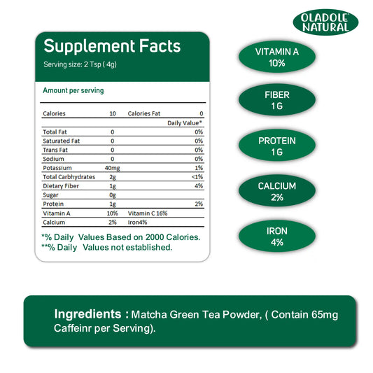 Oladole Natural Raw Matcha Green Tea Powder 100 g