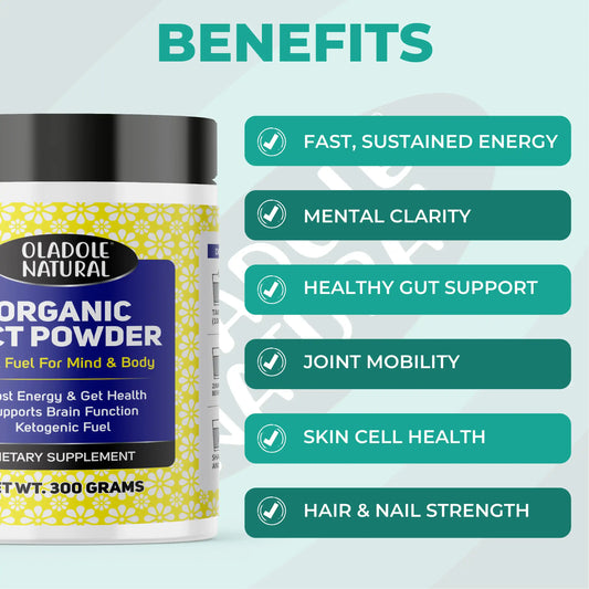 مسحوق MCT العضوي الطبيعي من أولادول، وقود سريع للدماغ والجسم - 300 غرام